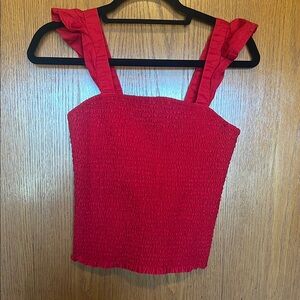 Old Navy Red Smocked Crop Top